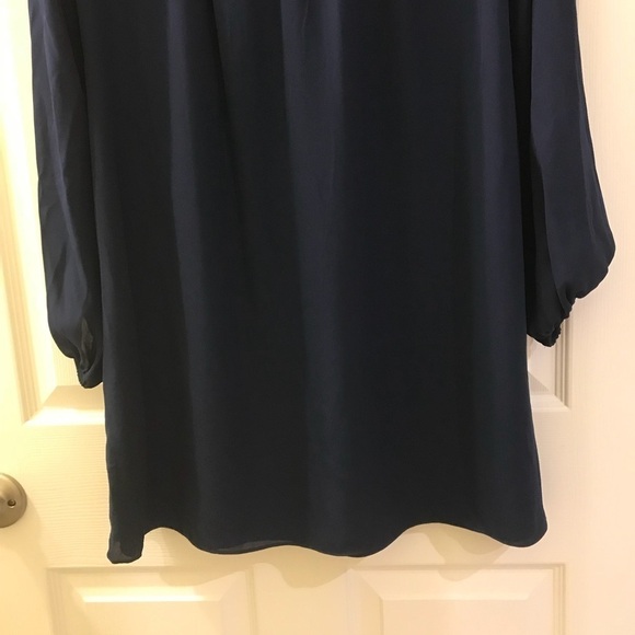 Max Studio Empire Lace Trim Dress in Navy Blue - Picture 4 of 6